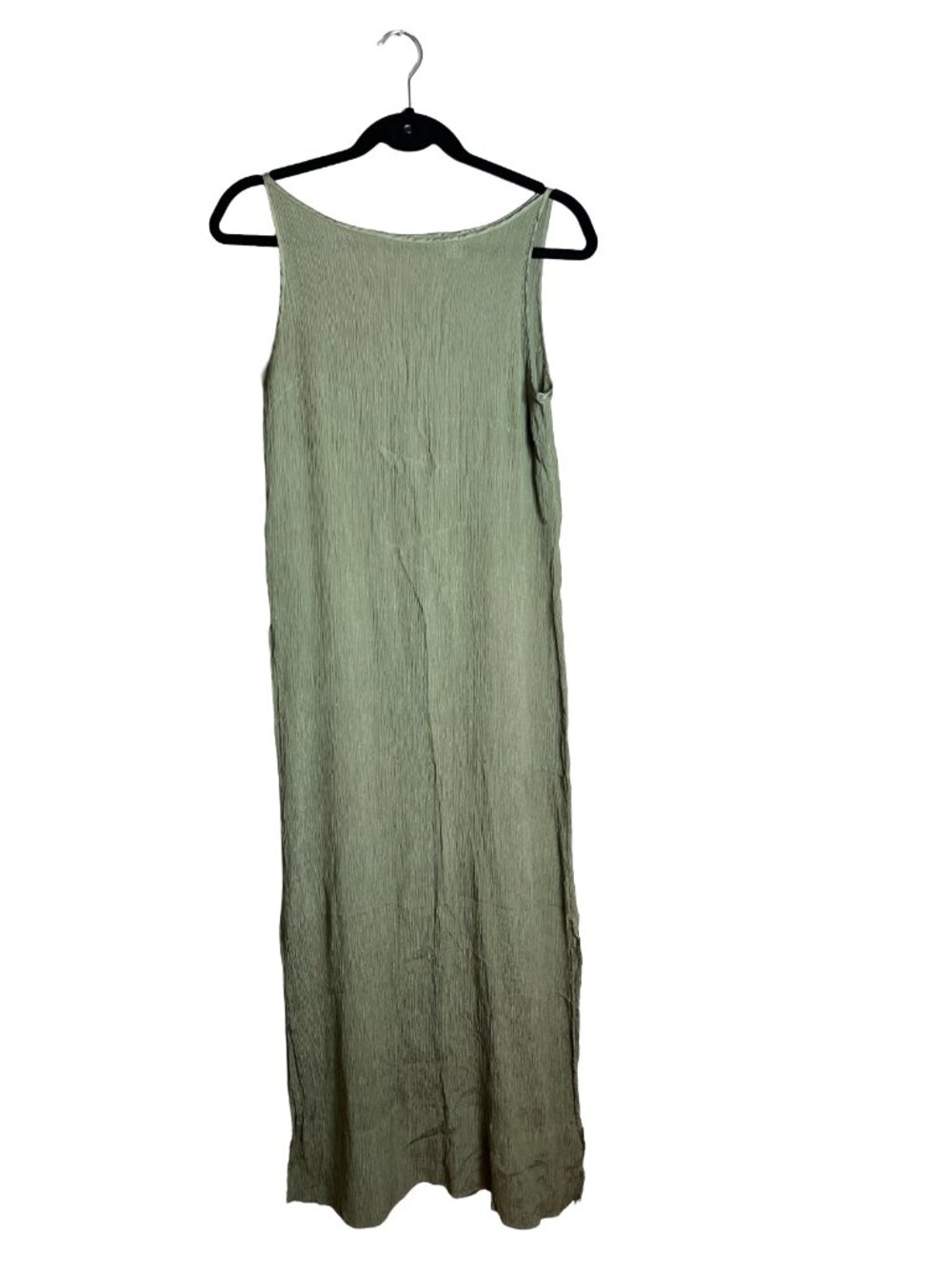 Amanda Smith Pure Silk Sage Green Crinkle Maxi Dress Large